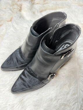 Circus by Sam Edelman Black Pointed Buckle Ankle Booties